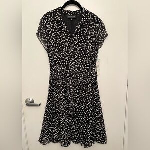 Jones New York Silk Polka Dot Dress in Black & White Size Petite 8